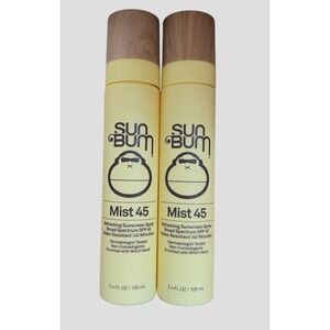 Sun Bum Sunscreen SPF 45 Refreshing Face Mist Sheer Protection 3.4‎ oz Lot of 2